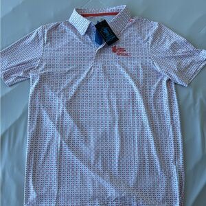 Scales - Nautical Sail Polo Mens Small (New with Tags) in Coral/White Golf NWT